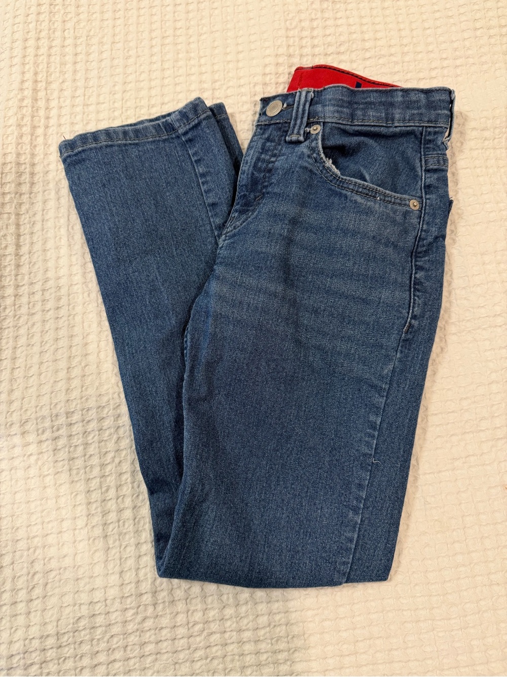 Levi's Kids Dark Blue Denim Jeans with Red Waistband Accent